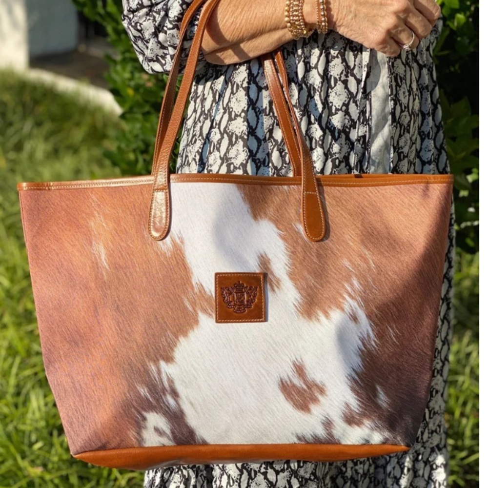 Barrington -- Allie June Tote with Cow Print Vaquero